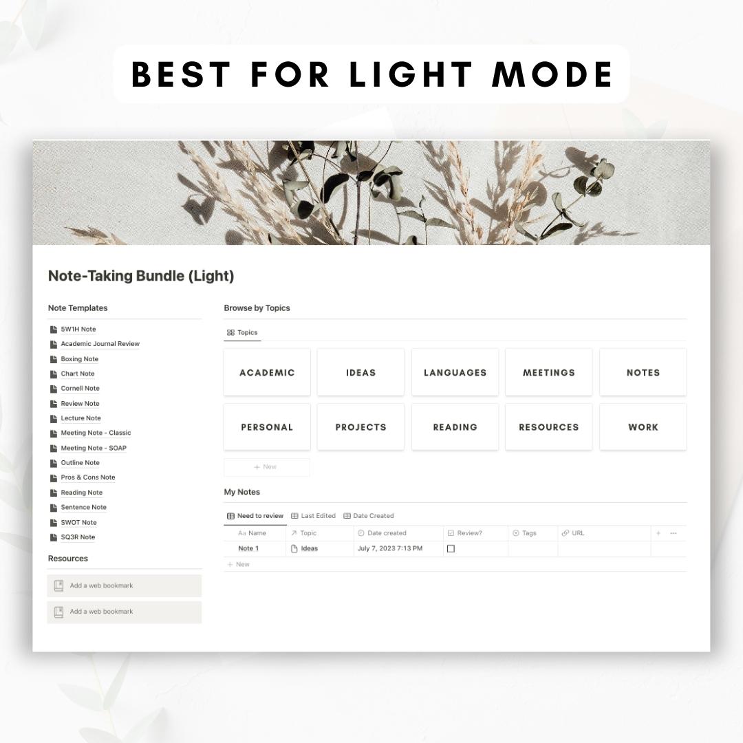 Note-Taking Notion Template Bundle