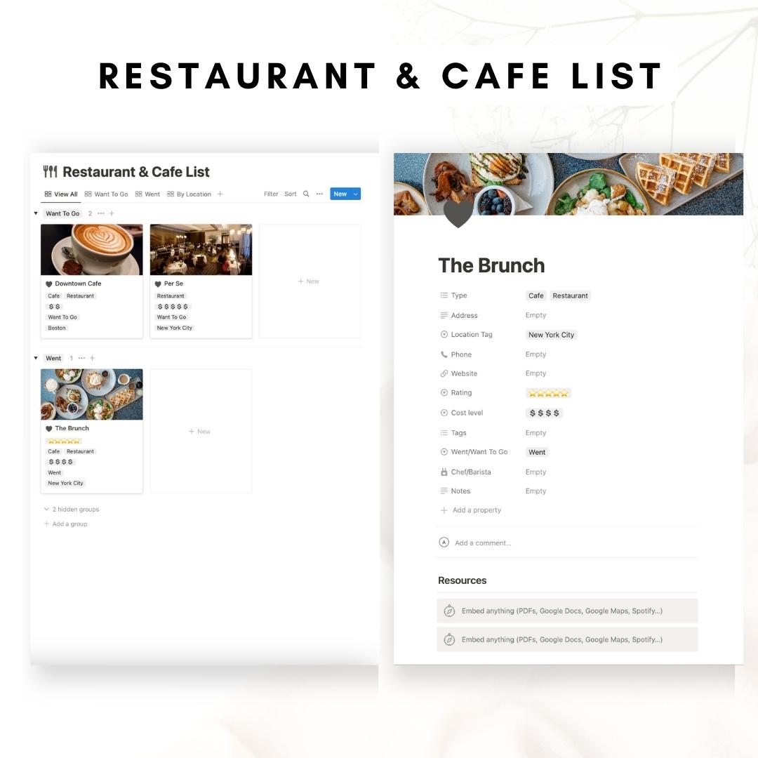 Notion recipe and meal planner