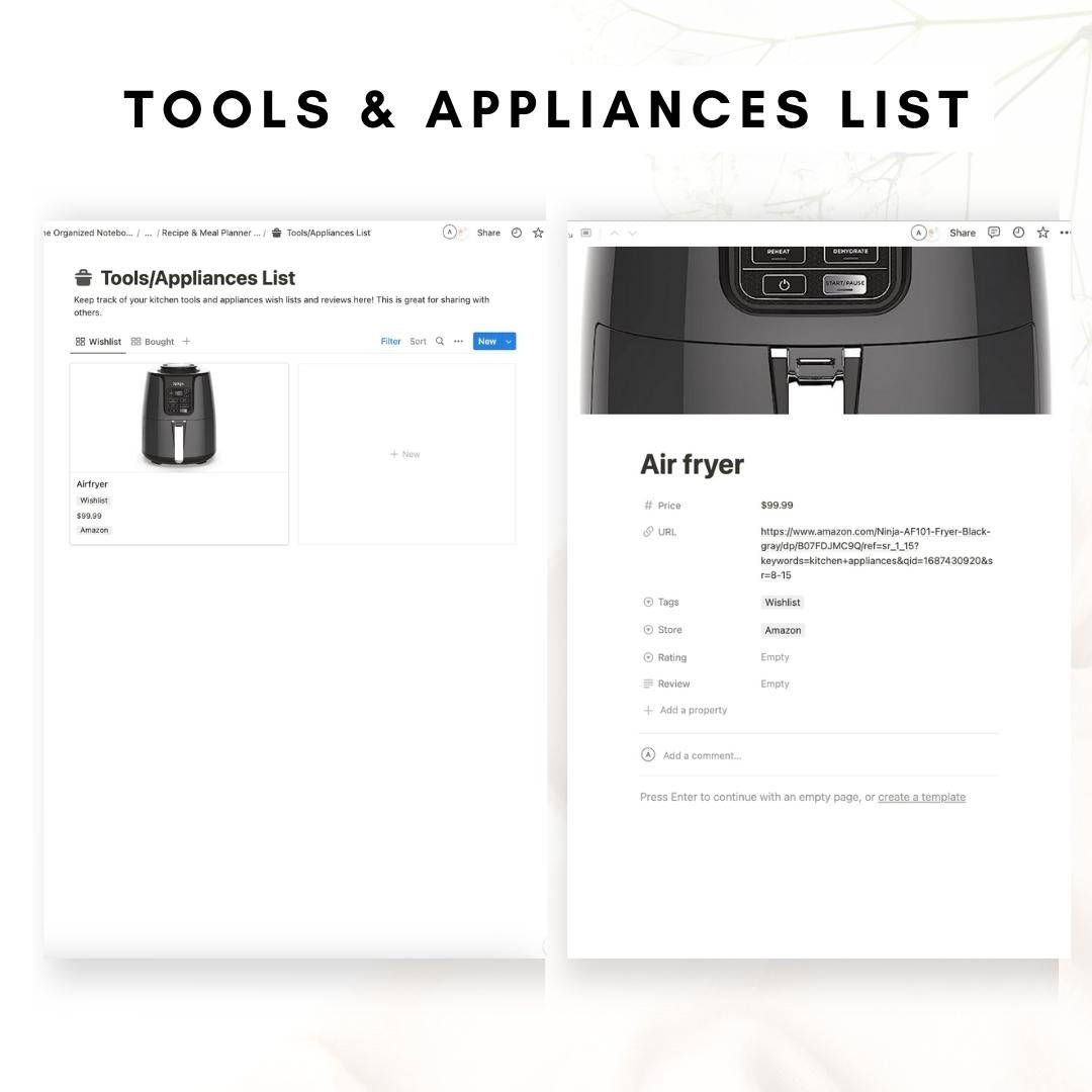 Recipe Book & Meal Planner Notion Template - Premium