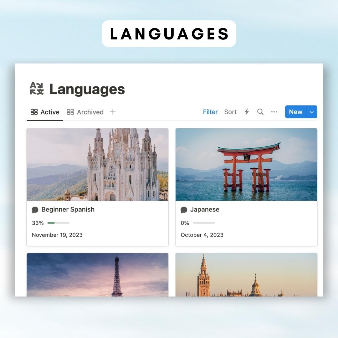 Language Learning Hub Notion Template