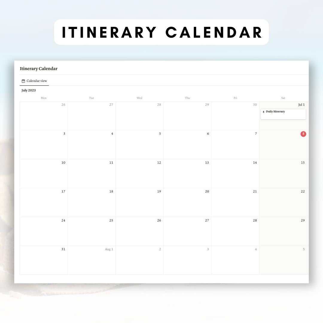 vacation planner notion template