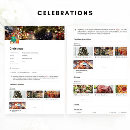 notion celebration and holiday planner