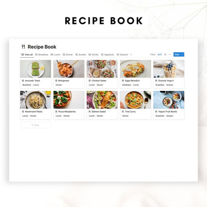Notion recipe and meal planner