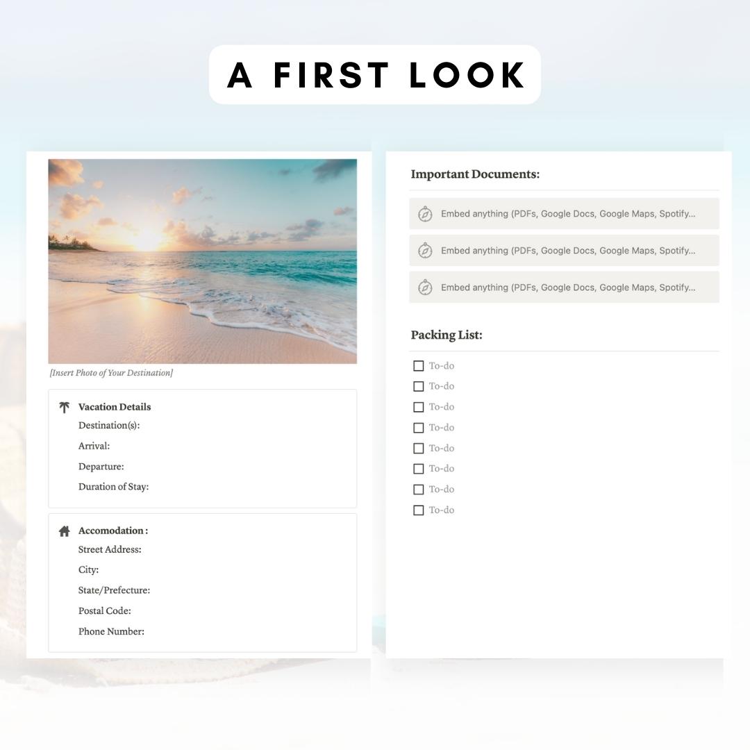vacation planner notion template