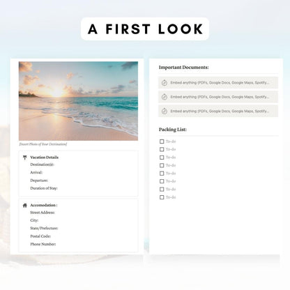 vacation planner notion template