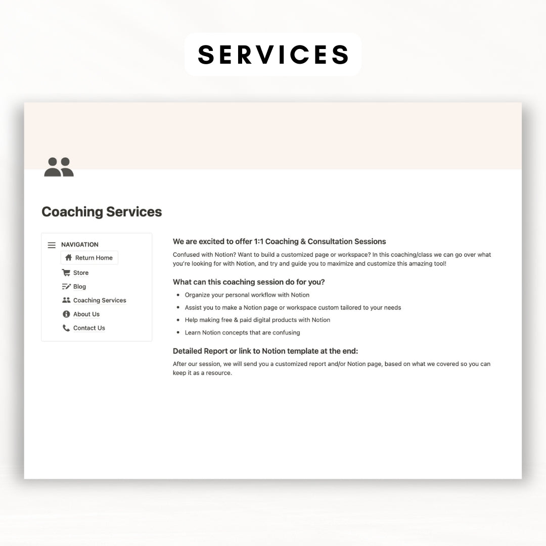 Notion website template