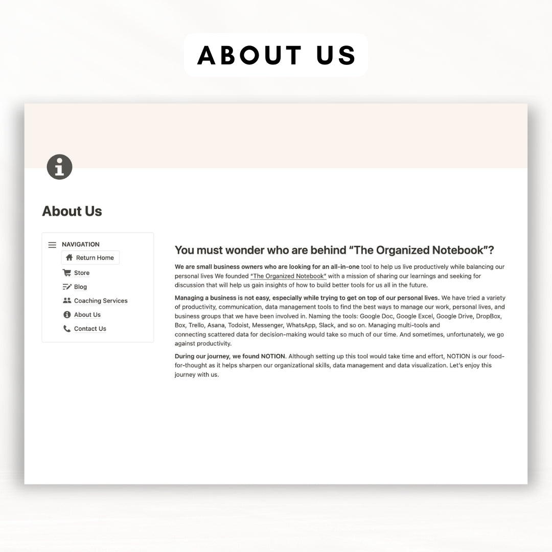 Notion website template