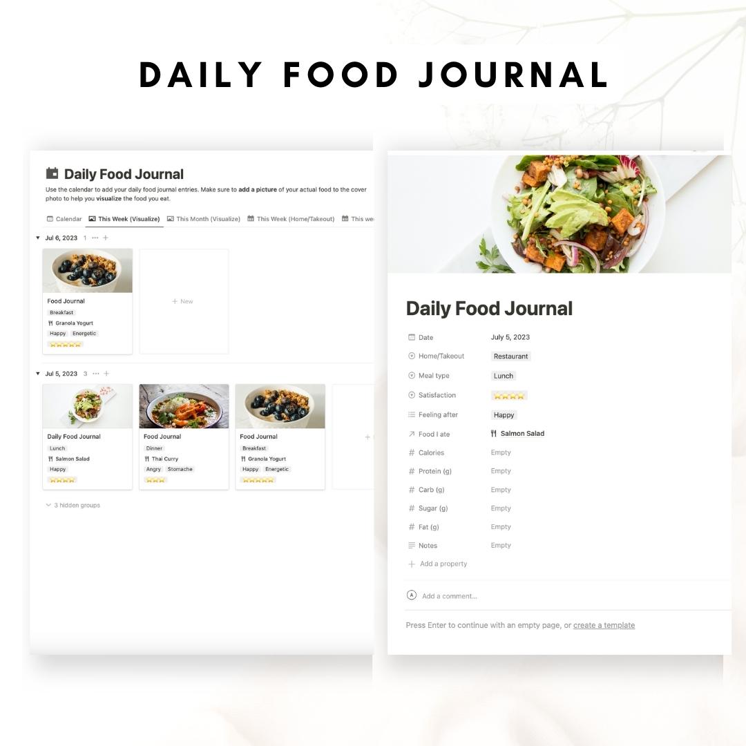 Notion recipe and meal planner