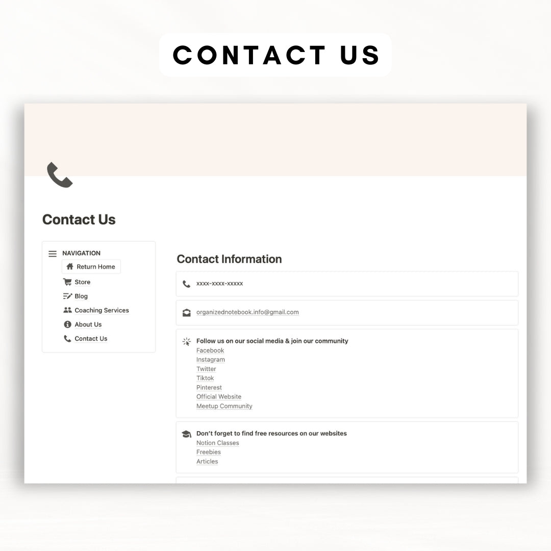 Notion website template