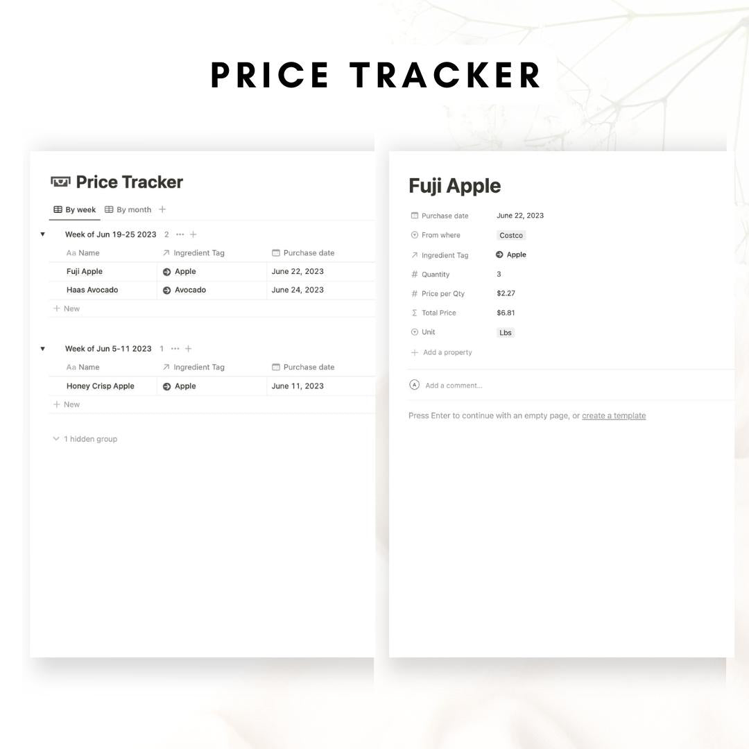 Notion recipe and meal planner