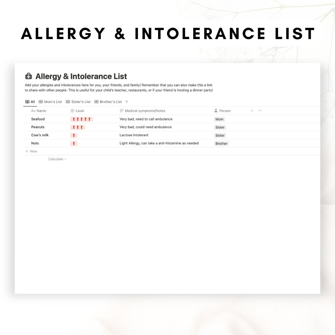 Notion recipe and meal planner