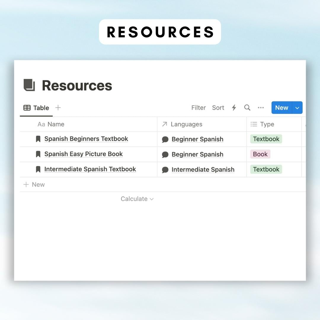 Language Learning Hub Notion Template