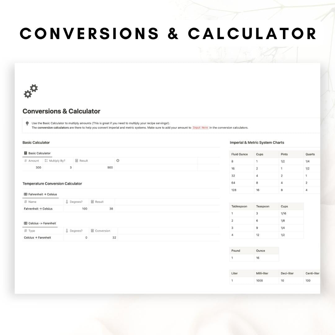 Notion recipe and meal planner