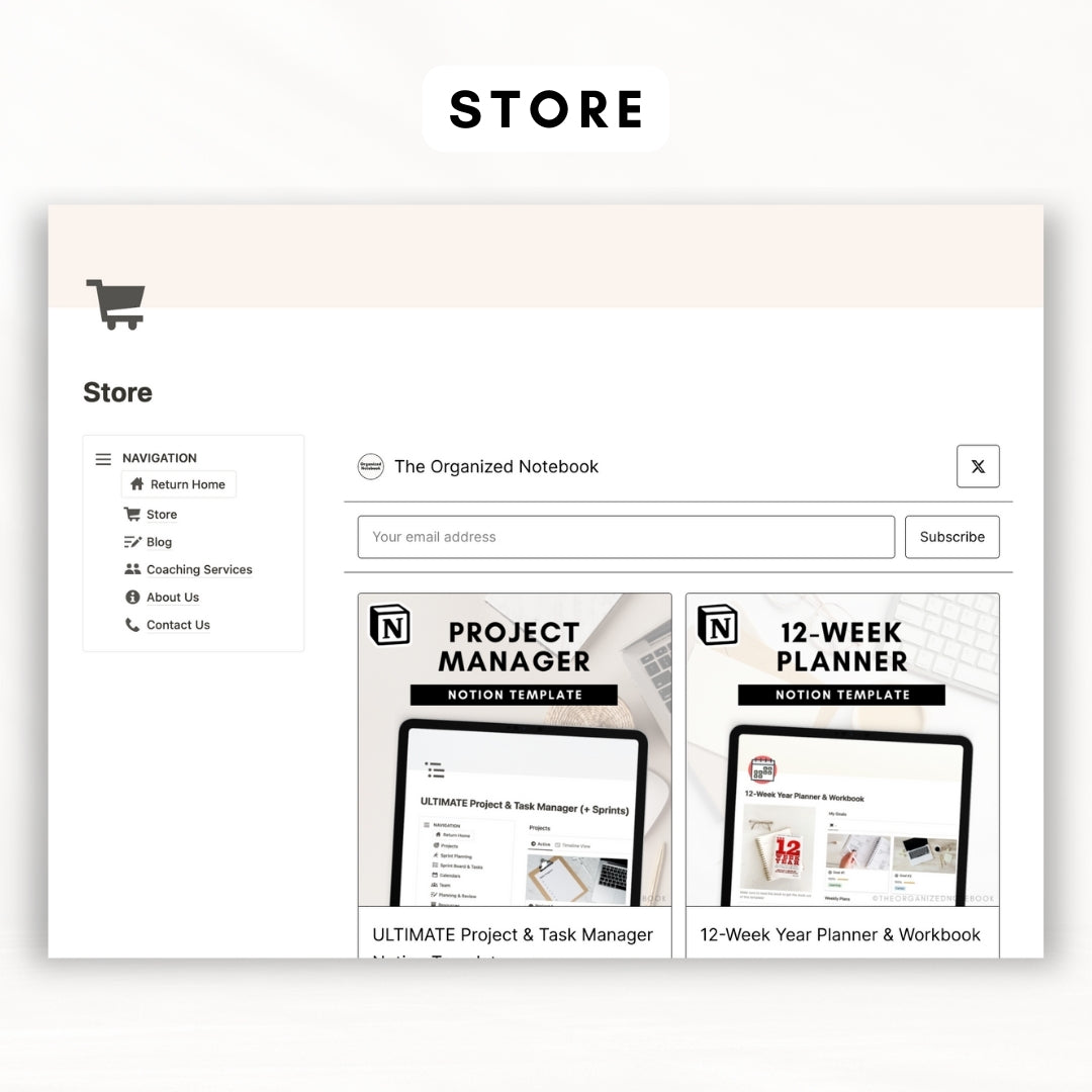 Notion website template