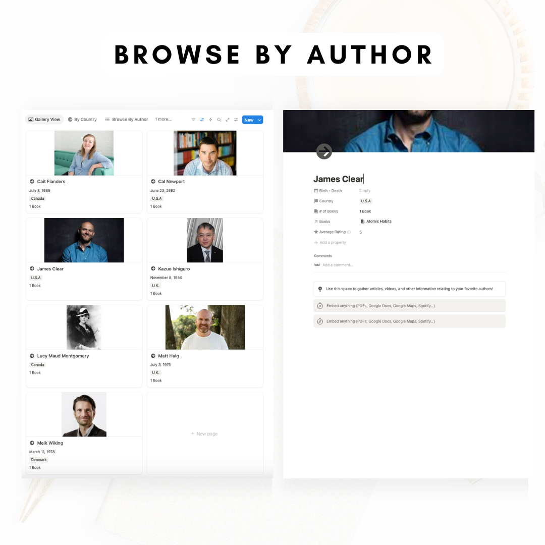 Book Library & Reading Journal Notion Template