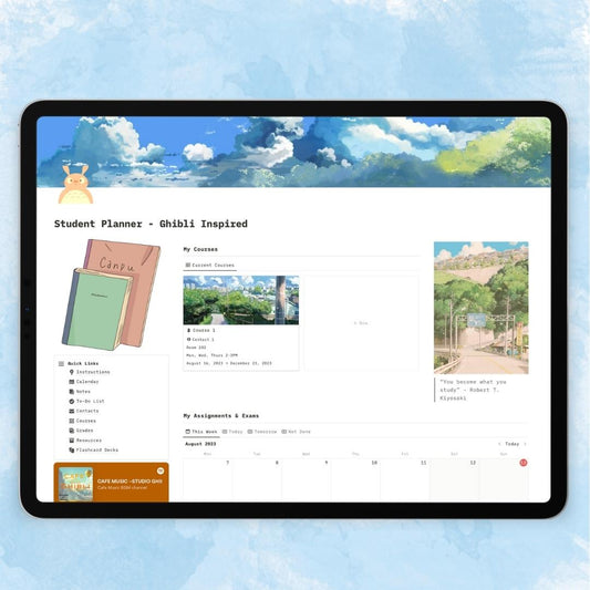 ghibli inspired student planner notion template