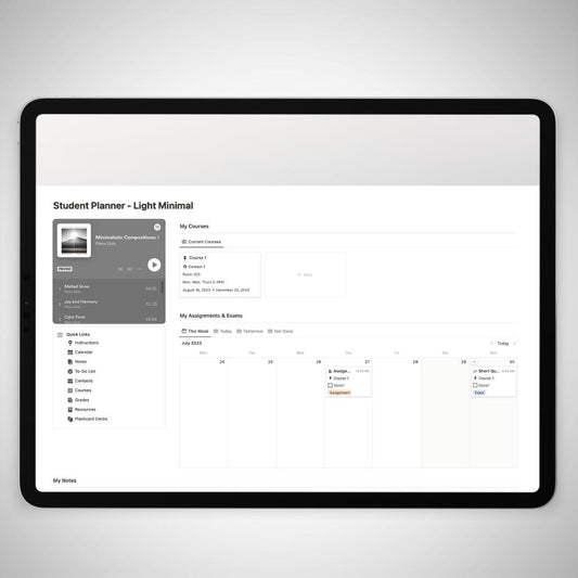 Minimal Notion Student Planner Template