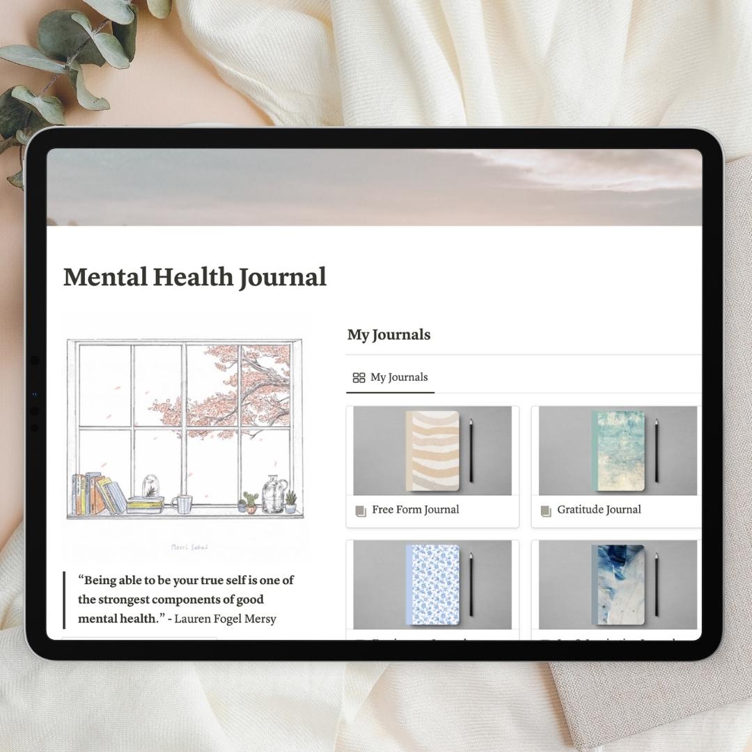 Mental Health Journal Notion Template The Organized Notebook
