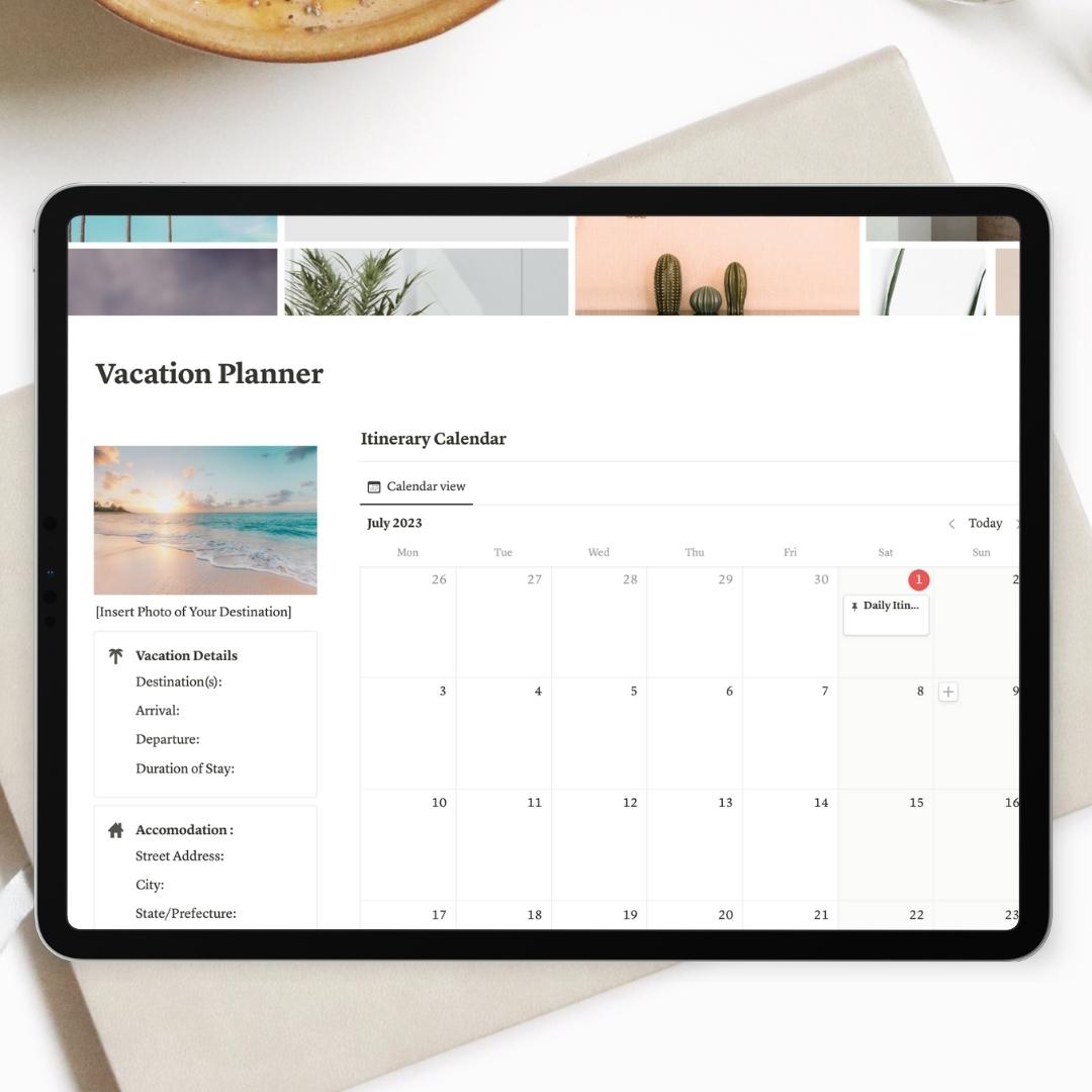 vacation planner notion template