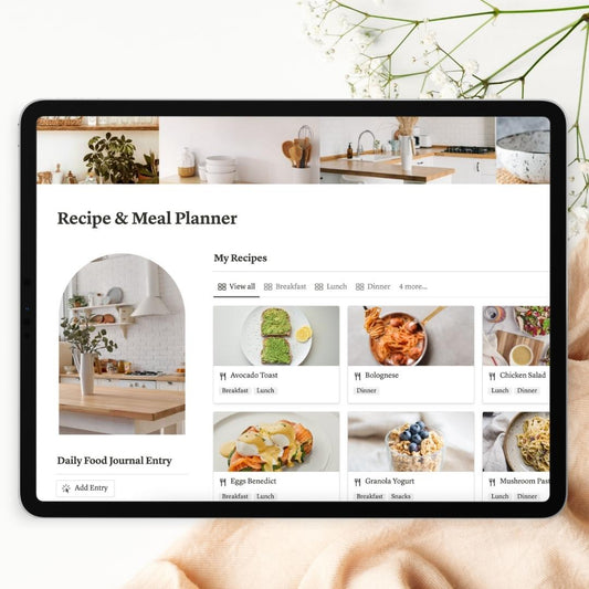 Recipe and meal planner notion template