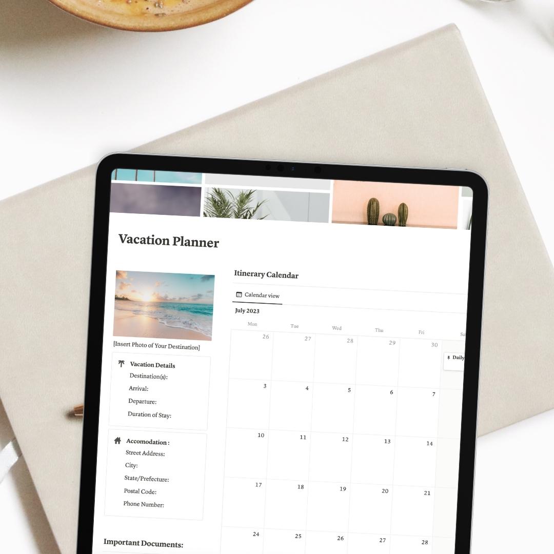 vacation planner notion template