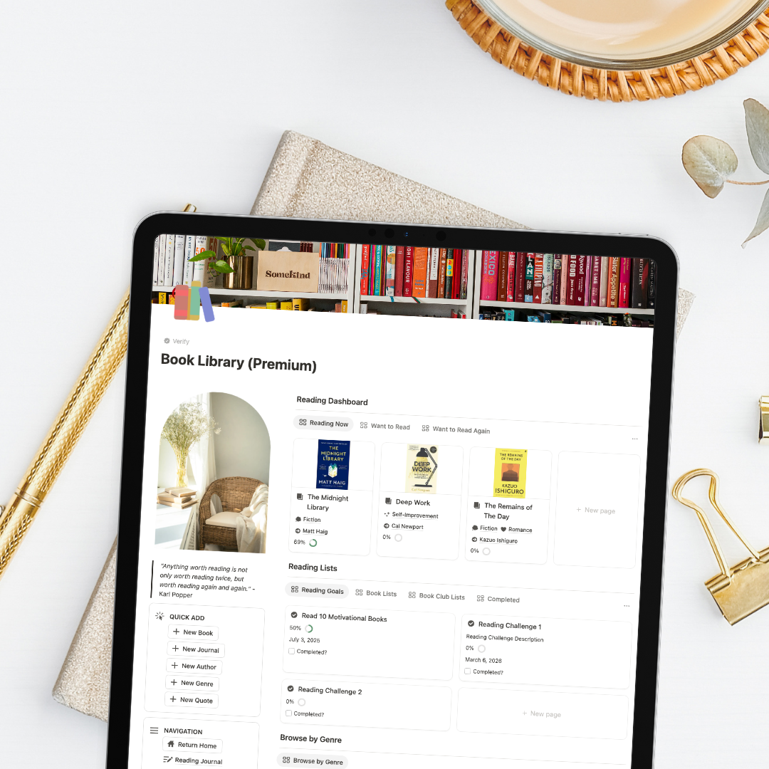 Book Library & Reading Journal Notion Template