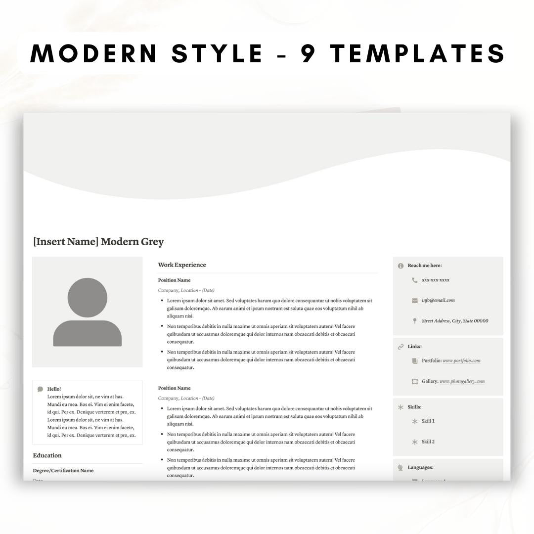 CV & Resume Notion Template Bundle (32 Templates + Cover Photos)