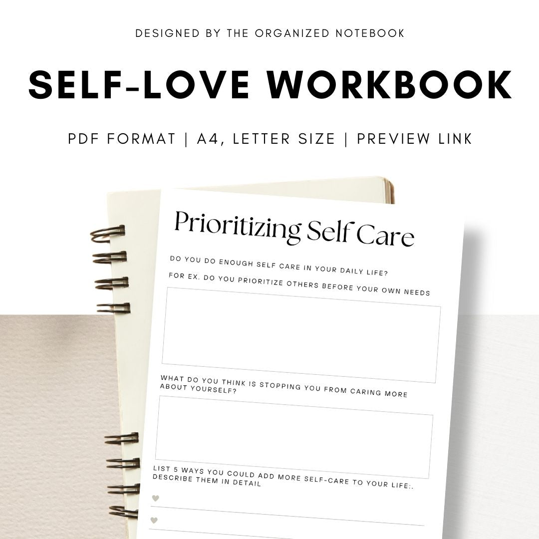 Digital Printable Self Love Guided Workbook The Organized Notebook