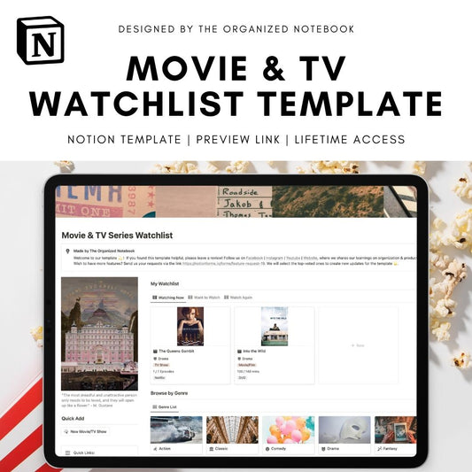 Notion TV and movie series watchlist template