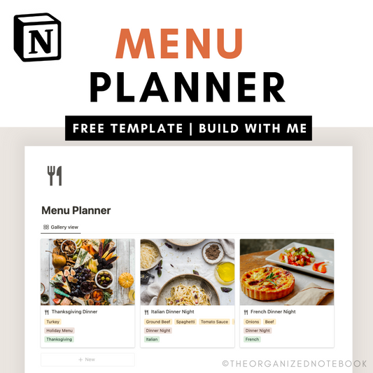 recipe and menu planner notion template build with me