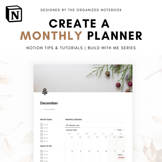 monthly planner Notion template build with me