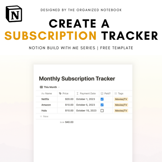 subscription tracker notion template build with me