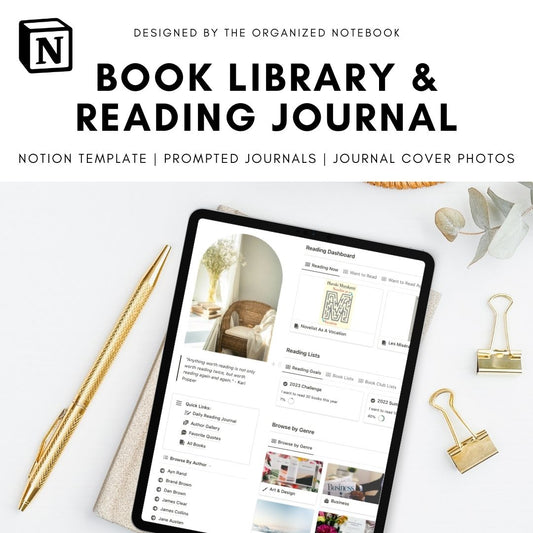 book library & reading journal notion template