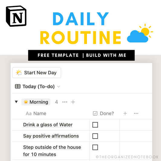 Daily routine and habit tracker notion template