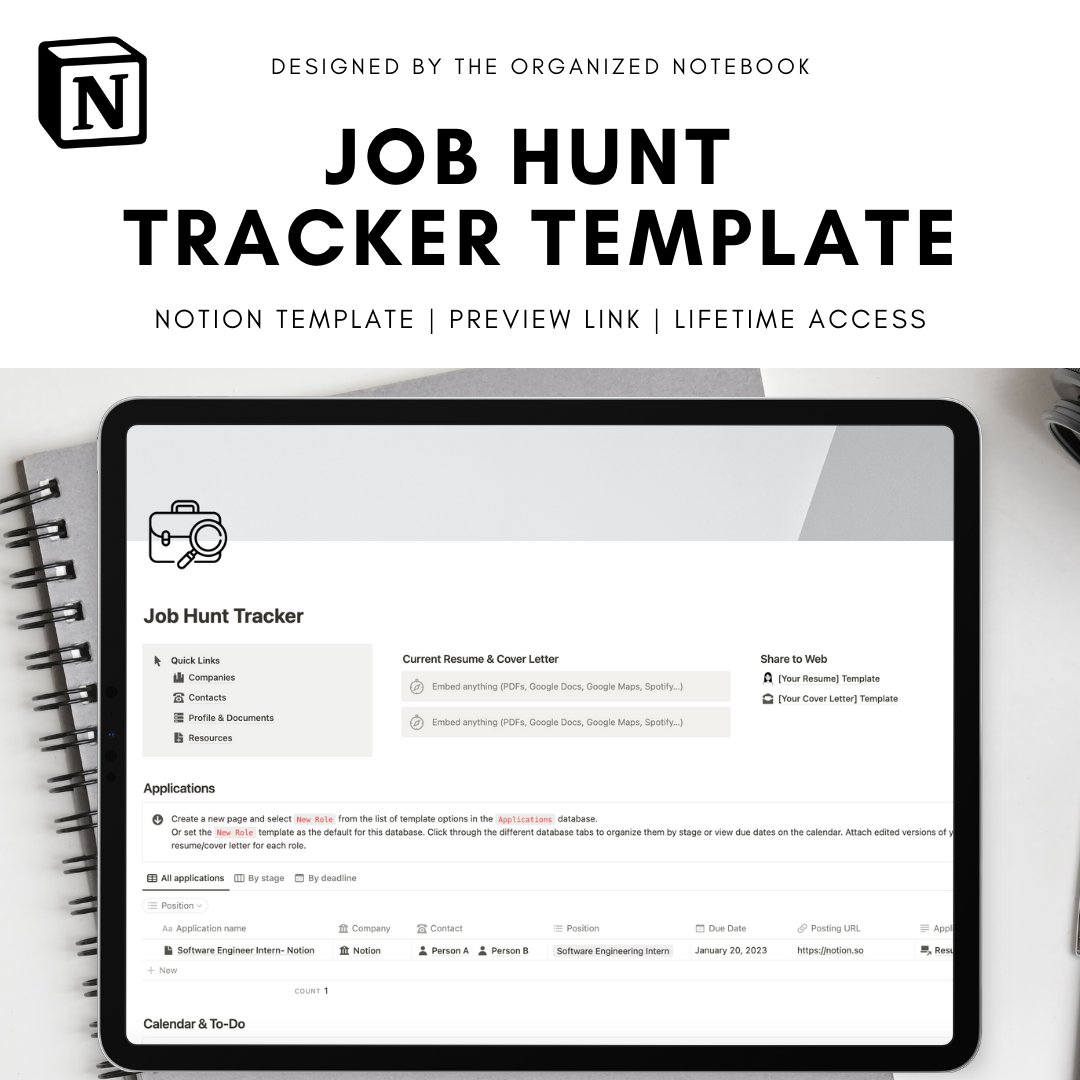 Job Hunting Example Job Hunt Tracker Notion Template – The Organized Notebook