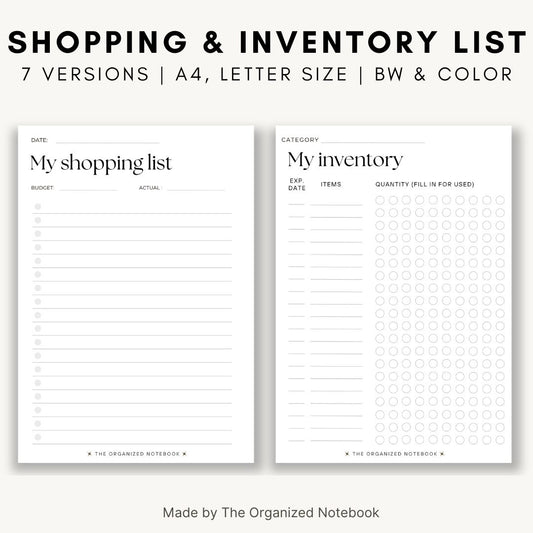 shopping list inventory tracker