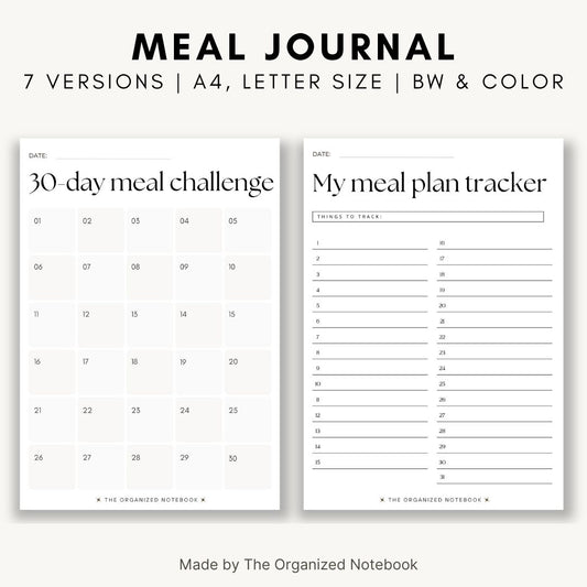 digital & printable meal journal