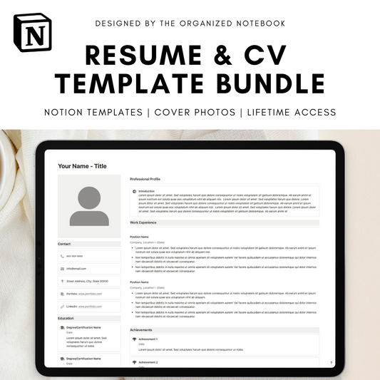 notion resume and cv template