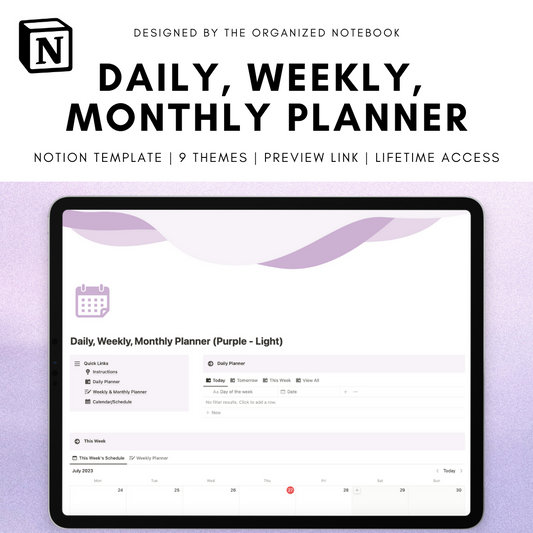 daily weekly monthly planner notion template