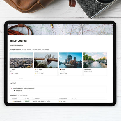 travel journal notion template