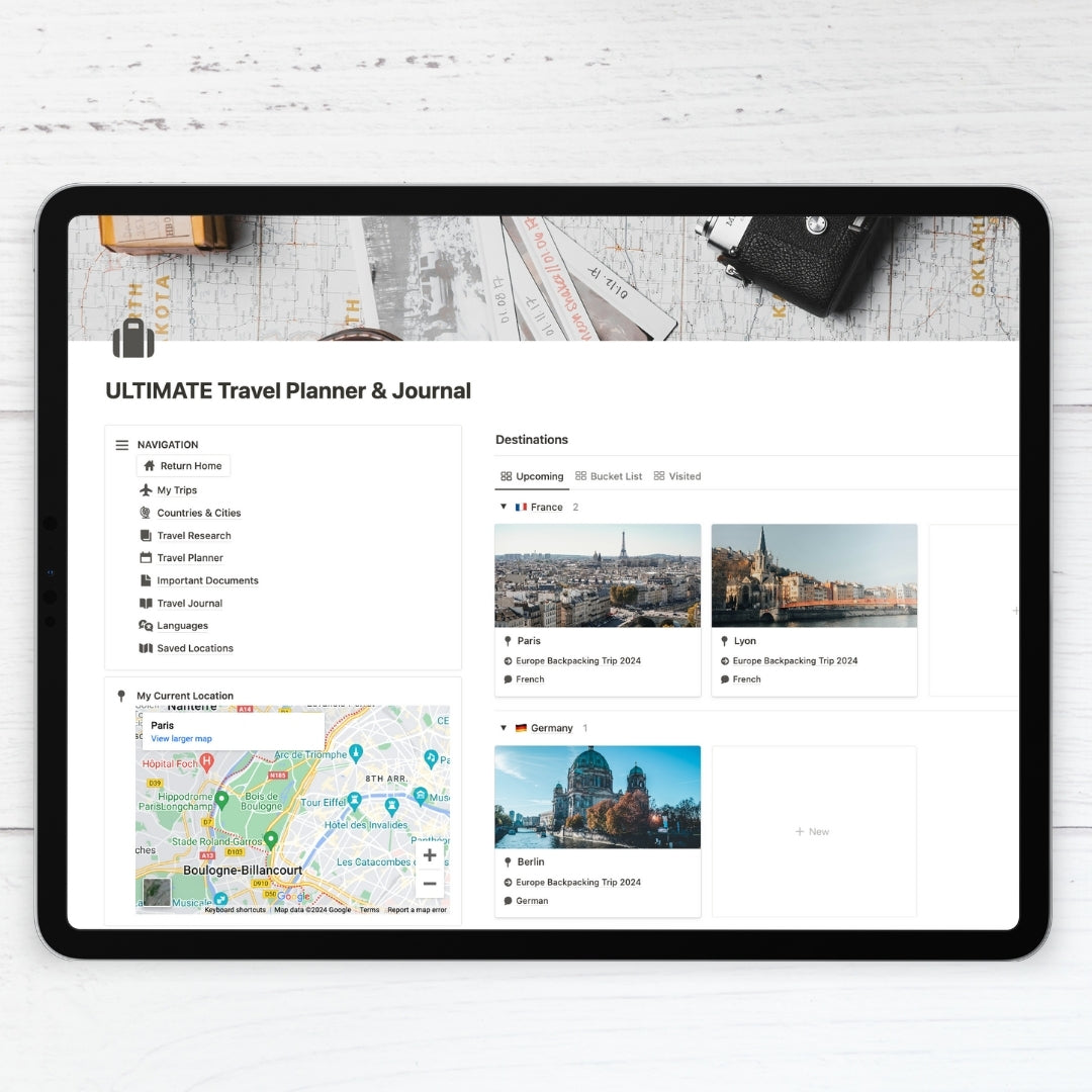 notion travel planner & journal premium