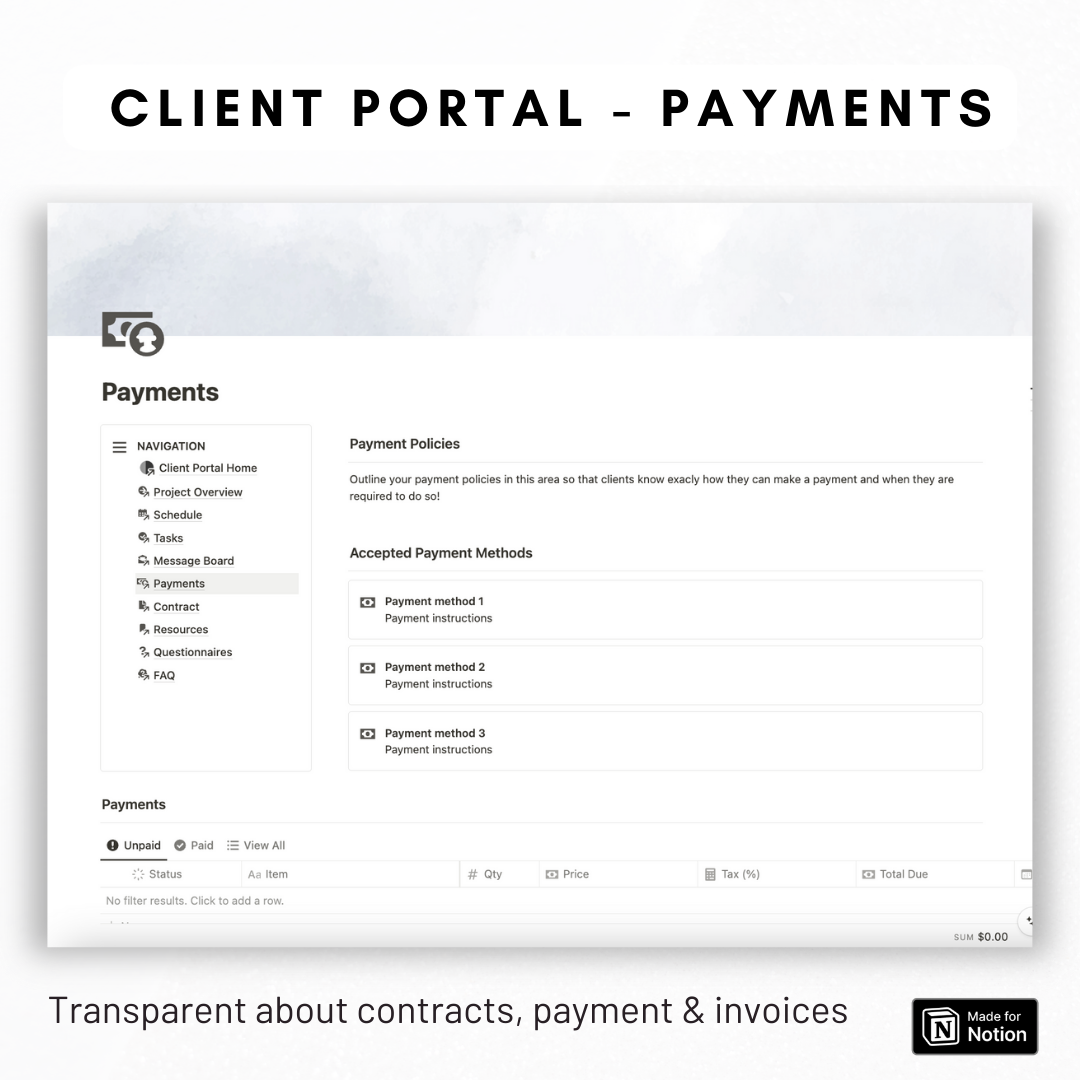 Ultimate Freelancer Dashboard & Client Portal Notion Template