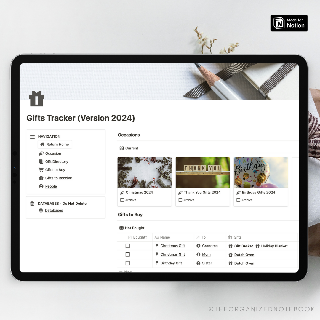 Gift Tracker Notion Template