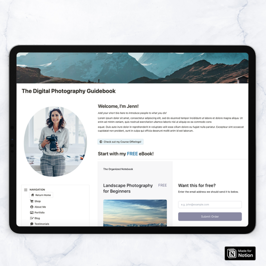 Digital Product Landing Page Website Notion Template