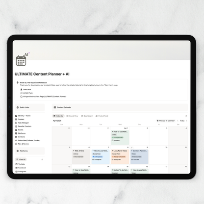 Content Planner + AI Notion Template
