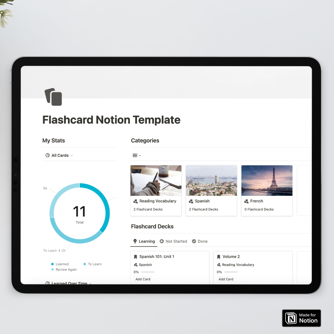 Flashcard Notion Template