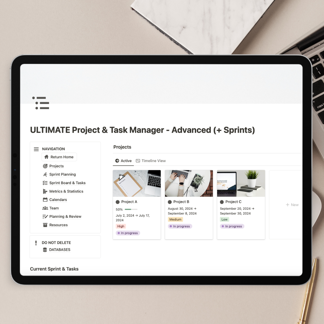 ULTIMATE Project & Task Manager Notion Template