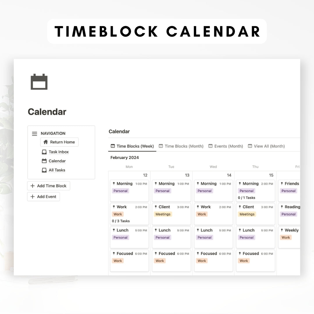 time block planner notion template