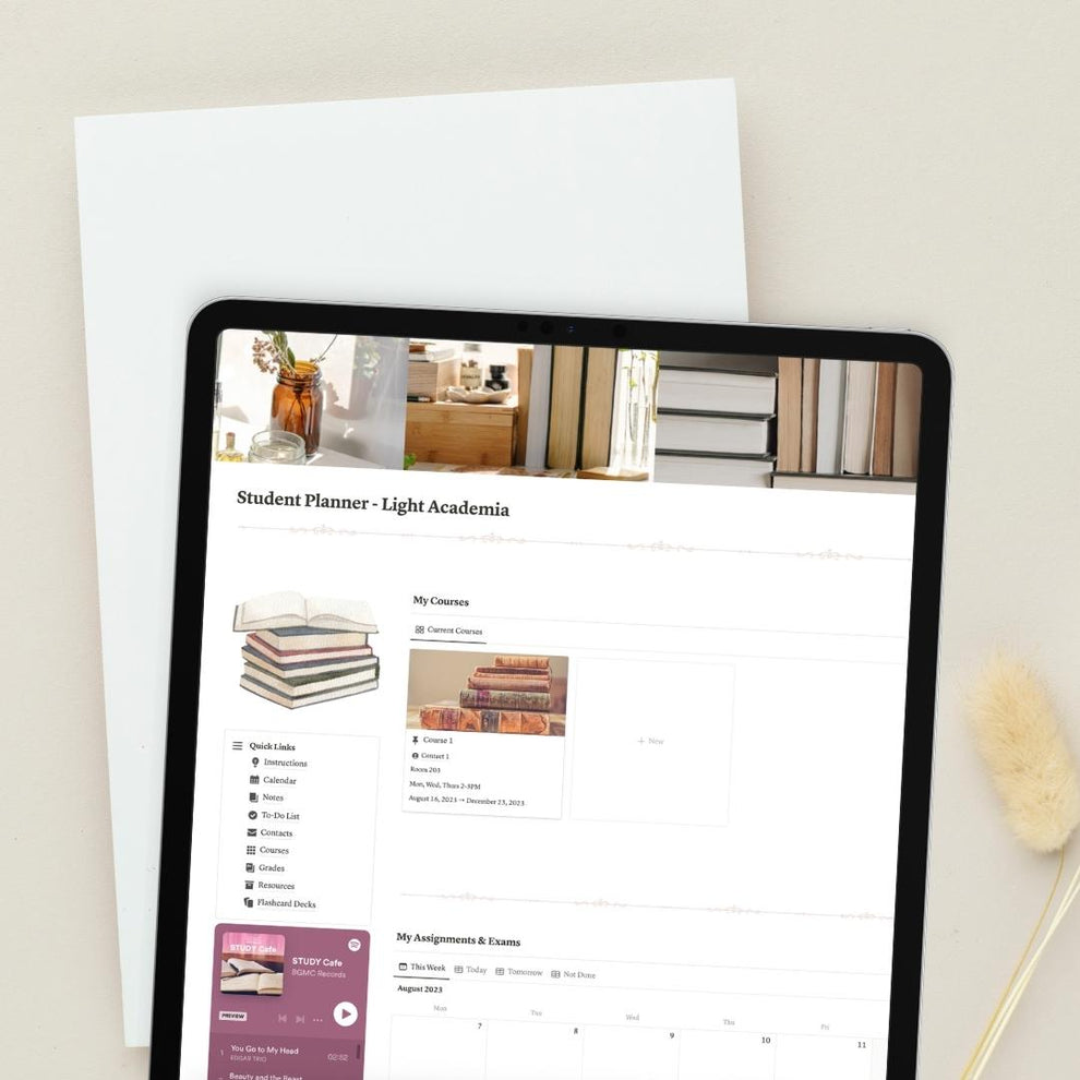 Student Planner Notion Template: Light Academia Theme – The Organized ...