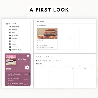 light academia notion student planner